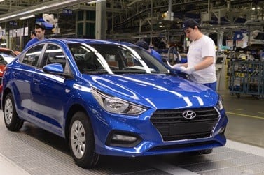 Российский завод компании Hyundai Motor увеличил объем производства в 1 полугодии 2017 года