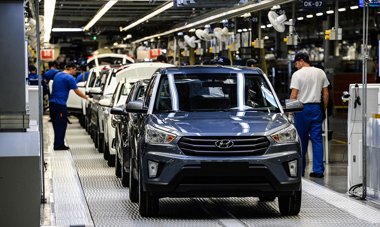 Российский завод Hyundai увеличил объем производства на 10%